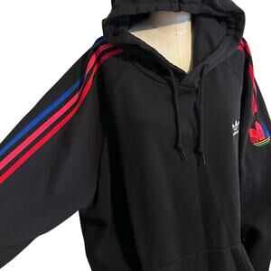 NWOT adidas Embroidered Adicolor Trefoil Black Hoodie Sweatshirt B&T 2XL